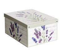 Lavatelli Caja con tapa perfumada, organizadora, de almacenamiento ropa, para almacenaje decorativa en carton, 39x50x24 cm, ideal para armario, baul, zapatos, calcetines, juguetes, regalo, LAVANDA