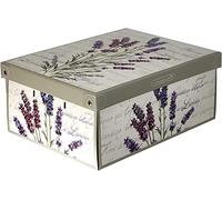 Caja con tapa perfumada, organizadora y decorativa, de almacenamiento ropa, para almacenaje, en carton, 25x35x17,5 cm, para armario, baul, zapatos, calcetines, juguetes, regalo, LAVANDA