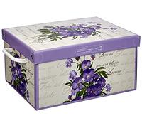 Caja con tapa perfumada, organizadora y decorativa, de almacenamiento ropa, para almacenaje, en carton, 25x35x17,5 cm, para armario, baul, zapatos, calcetines, juguetes, regalo, VIOLETAS