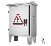 Caja Conexiones Estanca, Caja Electrica Exterior Resistente a la Intemperie con Soporte, Gabinete Eléctrico de Acero Inoxidable con Tapa Abatible y Placa de Montaje(50x60x25cm/20x24x10in)