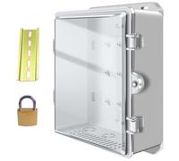 Caja Conexiones Exterior Resistente a la Intemperie, Caja Cuadro Electrico de Plástico IP65 para Dispositivos Electrónicos Wi-Fi, con Riel, Cerradura y Orificio para Montaje en Pared(White,19X10X25cm)