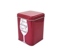 Caja contenedor de lata para cocina casa despensa porta bolsitas de té There is Always Time for a Wine color rojo 0,7 l 11 x 8 x 8 cm
