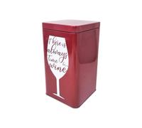 Caja contenedor de lata para cocina casa despensa There is Always Time for a Wine rojo 2 l 18 x 10 x 10 cm
