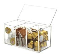 Caja contenedor para cápsulas de café Soporte for cápsulas de café con tapa, contenedor transparente for almacenar cápsulas de café, accesorios de barra de café de gran capacidad for cápsulas Nespress