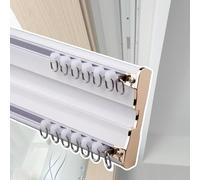 Caja corredera de doble fila de longitud personalizable para ventana de bahía, fondo suspendido - Divisor para ambientes unido para proteger la privacidad (3,4 m/11,1ft)