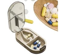 Caja cortapildoras, pastillero portátil con cortador de pasta | Cortador de pastillas portátil con compartimento para pastillas integrado para cortar las píldoras más resistentes