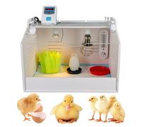Caja Criadora For Pollitos Kit Inicial Caja Cría For Pollos con Sistema Control Automático Temperatura,Dispensadores Agua For Pollitos,Patos,Codornices(48 * 30 * 32cm)