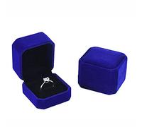 Caja cuadrada de terciopelo para joyas, aretes, anillos, organizador de almacenamiento, caja de embalaje de regalo, portátil, viajes, boda (azul)