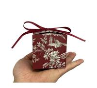 Caja cuadrada for boda con lazo de flores retro, exquisita caja de embalaje for dulces for fiesta de cumpleaños, suministros de decoración(Color1,20pcs)