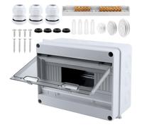 Caja Cuadro Electrico Superficie，12 Modulos,Caja de Fusibles IP65 a Prueba de Agua con Bloque de Terminales, Carril DN, Caja Conexiones Electricas para Jardín o Exteriores