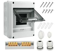 Caja Cuadro Electrico Superficie 5 Modulos,Caja de Fusibles IP65 a Prueba de Agua con Bloque de Terminales, Carril DN, Caja Conexiones Electricas para Jardín o Exteriores
