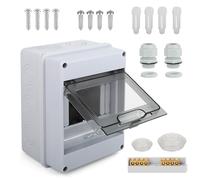 Caja Cuadro Electrico Superficie，8 Modulos,Caja de Fusibles IP65 a Prueba de Agua con Bloque de Terminales, Carril DN, Caja Conexiones Electricas para Jardín o Exteriores