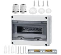 Caja Cuadro Electrico Superficie，Caja de Distribución Estanca Exterior Electrónica IP65, 12 Modulos con Bloque de Terminales, Carril DN, Caja Conexiones Electricas para Jardín o Exteriores (12 módulo)