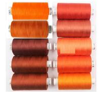 Caja de 10 carretes de hilo de coser surtidos, 10 carretes de poliéster Moon para coser sobre bloqueo de 1000 yardas, 120 unidades (naranja surtido)