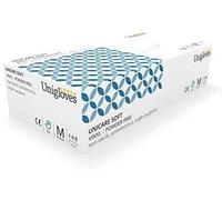 Caja de 100 Azul Libre de Polvo Suave Vinilo Guantes Desechables (por Unigloves) - Perfecto para Clínico, Comida y Barra Uso, Garajes y General bajo Riesgo Áreas - Azul, L - LARGE
