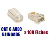 Caja De 100 Fichas RJ45 8P8C - Conectores A Crimpar - CIEGOS - CAT6 CAT5