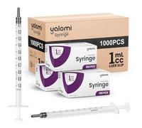 Caja de 1000 unidades | Jeringa Luer Slip de 1 ml (sin aguja) | Estéril y envuelta individualmente | Para atención médica, industrial y uso personal | 10 cajas de 100 | Yalomi