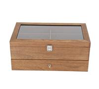 Caja de 12 ranuras para vidrios, exhibición de vidrios, caja de exhibición de vidrios de doble capa de madera organizador de caja decoración cofre de madera