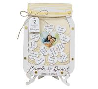 Caja de 12 razones por las que te amo,Tarro por las que te amo - Marco de madera con motivos de amor y corazones en caja | Tarro de madera con muchos mensajes para Navidad, cumpleaños, aniversario, dí