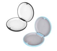 Caja de 2 cajas para dentaduras postizas, caja para dentaduras, caja de almacenamiento para prótesis dentales, adecuado para viajes y uso diario (negro, azul)