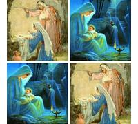 Caja de 20 tarjetas de Navidad benéficas - BHF, Marie Curie, Parkinson's UK, Oxfam, The Stroke Association, NSPCC - Diseños religiosos artísticos - 10 de cada uno de 2 diseños - Ecológico