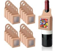 Caja de 25/50 botellas de vino con ventana, de papel kraft, plegable, para colgar botellas de vino, champán, caja de regalo para ducha, boda, compromiso, inauguración de la casa, recuerdo de fiesta