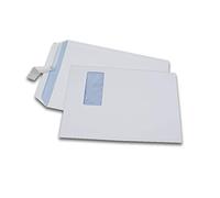 Caja de 250 fundas blancas C4 229 x 324 90 g/m2 ventana 110 x 50 banda de protección