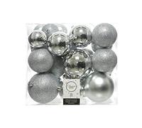 Caja de 26 Bolas Plateadas en Varios tamaños Ø6cm/Ø8cm/Ø10cm para decoración y Manualidades.