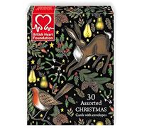 Caja de 30 tarjetas de Navidad benéficas de museos y galerías 2024 con animales surtidos, vistas escénicas y diseños de Papá Noel, paquete múltiple de tarjetas de Navidad ecológicas con sobres