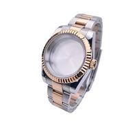 Caja de 39 mm con cristal zafiro dorado rosa for Seiko Mod, piezas modificación, resistente al agua, compatible relojes acero movimiento NH35 y NH36(Flat-Solid back)