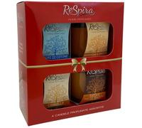 Caja de 4 velas perfumadas, aromas surtidos, en tarro de cristal pequeño de 140 gramos, 35 horas - Made in Italy (Melagrana, canela, jazmín, calabaza y pan de jengibre, vainilla, bayas)