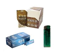 Caja de 4000 filtros NATUR Slim 6 mm + Caja de 50 librillos de papel OCB Azul X-Pert 70 mm + Mechero MAXIM