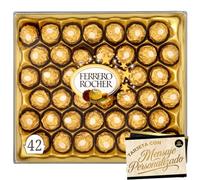 Caja de 42 Bombones Ferrero Rocher 525 g · Edición Especial Cía&Co con Tarjeta Personalizable · Bombones Gourmet de Chocolate y Avellanas · Regalo Premium para Empresa, Pareja o Familia esta Navidad