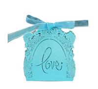 Caja de 50 caramelos chocolate con forma rosa hueca, bonita y romántica caja regalo for boda cinta for fiesta cumpleaños Para Fiesta, CumpleañOs, Boda(Blue)