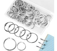 Caja de 60 anillos de encuadernación de 25 mm a 35 mm para encuadernar, anillos de conexión para hojas a granel, anillos de metal, titulares de notas para álbumes de recortes