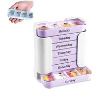 Caja de 7 días semanales con amplia compartments for Morning/Noon/Evening/Night/Easy Medication Organization - Ideal para viajar, Retirement Home and Daily Use
