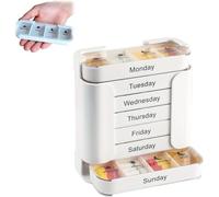Caja de 7 días semanales con amplia compartments for Morning/Noon/Evening/Night/Easy Medication Organization - Ideal para viajar, Retirement Home and Daily Use