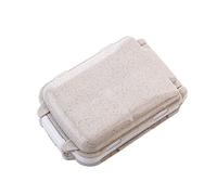 Caja de 8 píldoras de rejilla, organizador de medicamentos de viaje a prueba de humedad de múltiples capas, estuche de almacenamiento para escamas de calcio/aceite de pescado/vitamina (beige)