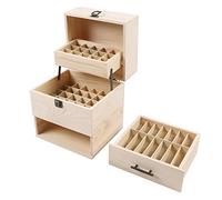 Caja de aceite de bambú de 3 niveles con estante expositor de aceite de perfume, caja de 59 agujeros, caja de accesorios para perfume, 21,5 x 18,5 x 24,5 cm, aceite esencial de bambú, para lafting