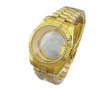 Caja de Acero Inoxidable 316L Miyota 8285 for Hombre, 39 mm/40 mm, con Correa Cristal Zafiro y Accesorios for el Movimiento(Gold-No Magnifier,39mm-29mm dial)