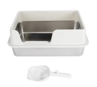 Caja de Acero Inoxidable Hushui, Lados Altos contra Las Salpicaduras de Lámina de Gato Encerradas Fáciles de Limpiar para Gatos Medianos Pequeños (pequeño)