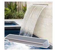 Caja de Acero Inoxidable para Cascada de Estanque Exterior, 66 Pulgadas, Fuente montada para Patio, terraza, rebosadero de Piscina (Plateada)