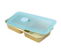 Caja de acero inoxidable, recipientes reutilizables para aperitivos con tapas, portátil, 20 x 10 x 4 cm, plástico, silicona, acero inoxidable, contribuye positivamente al medio ambiente (B)