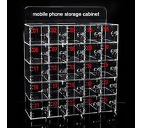 Caja de acrílico para teléfono celular con cerraduras de puerta y llaves, armario de almacenamiento transparente para escuela, oficina, fábrica y aula