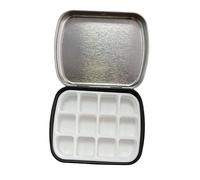 Caja de acuarela con tapa, 12 compartimentos de metal, bandeja mezcladora para aceite, acrílico, gouache, pinturas, acuarelas de viaje