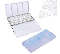 Caja de acuarela vacía de metal, con 52 mitades de tazón, caja de acuarela de viaje, con paleta de mezcla y anillo para pulgar, para manualidades, acuarela, acuarela, pintura creativa
