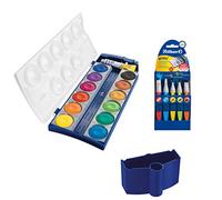Caja de agua 808246 para Pelikan Deckfarbkasten Schul-Standard (Deckfarbkasten 12 colores + Wasserbox + Pinsel-Set 5pcs)