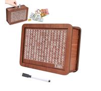 Caja de ahorro de dinero de madera, caja de ahorro de dinero con blanco y números, caja de ahorro de madera, caja de ahorros de madera, alcancía, caja de desafío de ahorro de dinero, caja de dinero