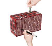 Caja de ahorro de dinero en efectivo, contador de monedas de madera de Navidad, caja de desafío de ahorro de dinero a cuadros rojos, para adultos, niños y niñas, decoración de biblioteca del hogar