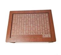 Caja de ahorros de madera con contador de números y ranuras dobles, diseñada para un fácil seguimiento de los ahorros de monedas y billetes hacia objetivos (5000 marrón claro)